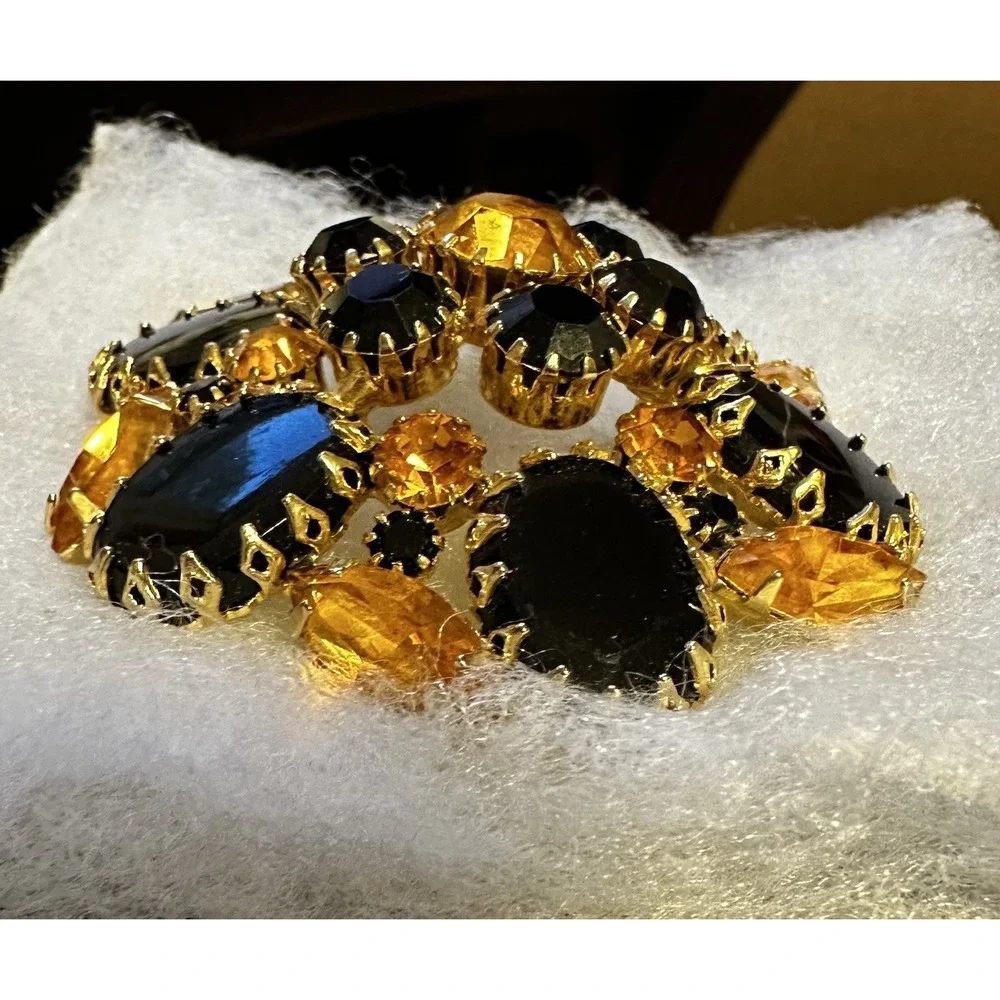 Vintage‎ Juliana Brooch Black & Citrine Color Rhinestones